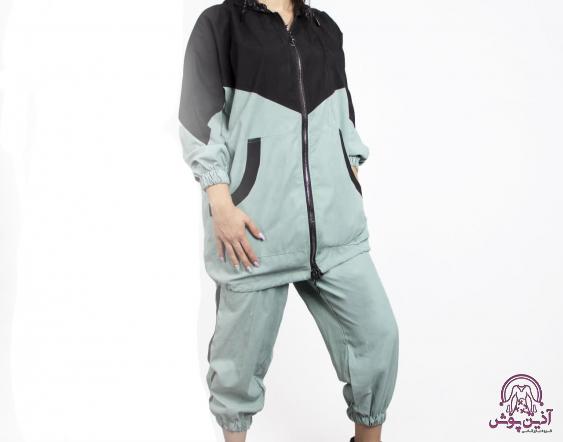 خرید هودی مانتویی زنانه دورنگ